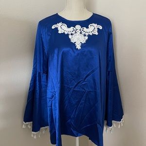 Shein blue silk women blouse size S